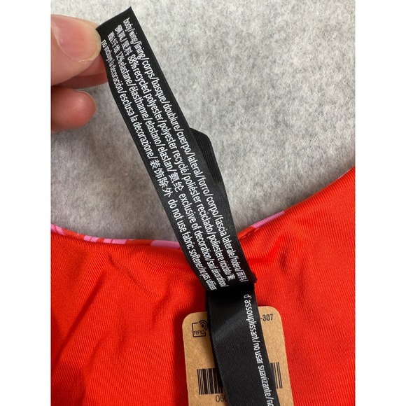 PINK Active XL Sports Bra Red Pink‎ Floral Leaf Twist Front Lightly Lined NWT - Picture 6 of 7